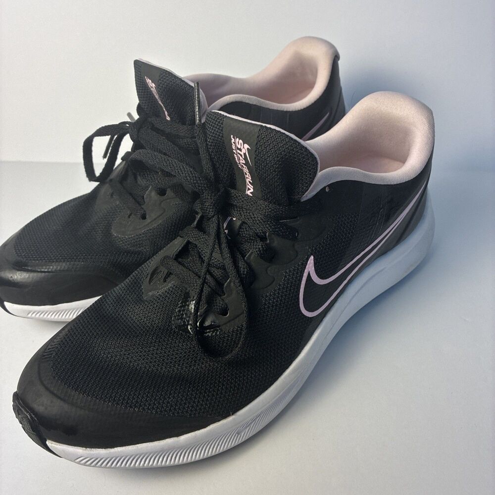 Size 6.5Y- Nike Starrunner Running Shoes Big Kid Lace Up Sneaker,Black/Pink 24.5